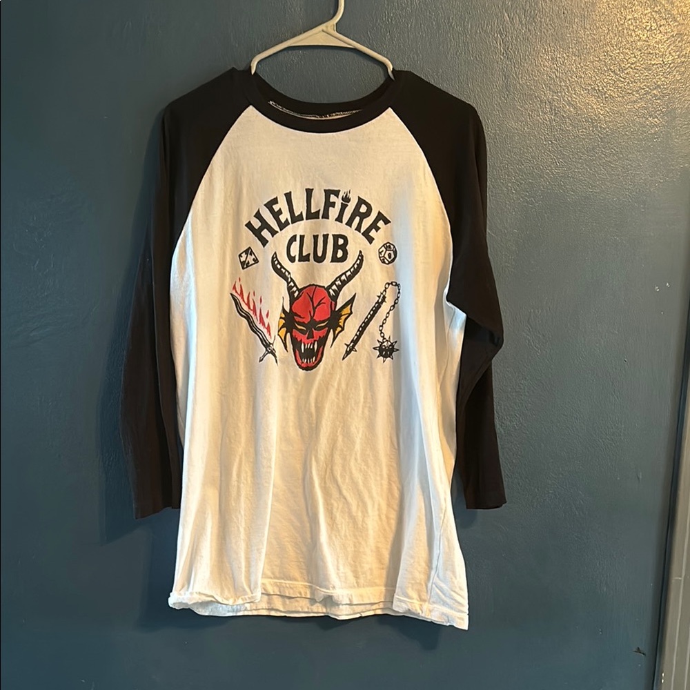Hellfire Club Black and White Raglan Shirt